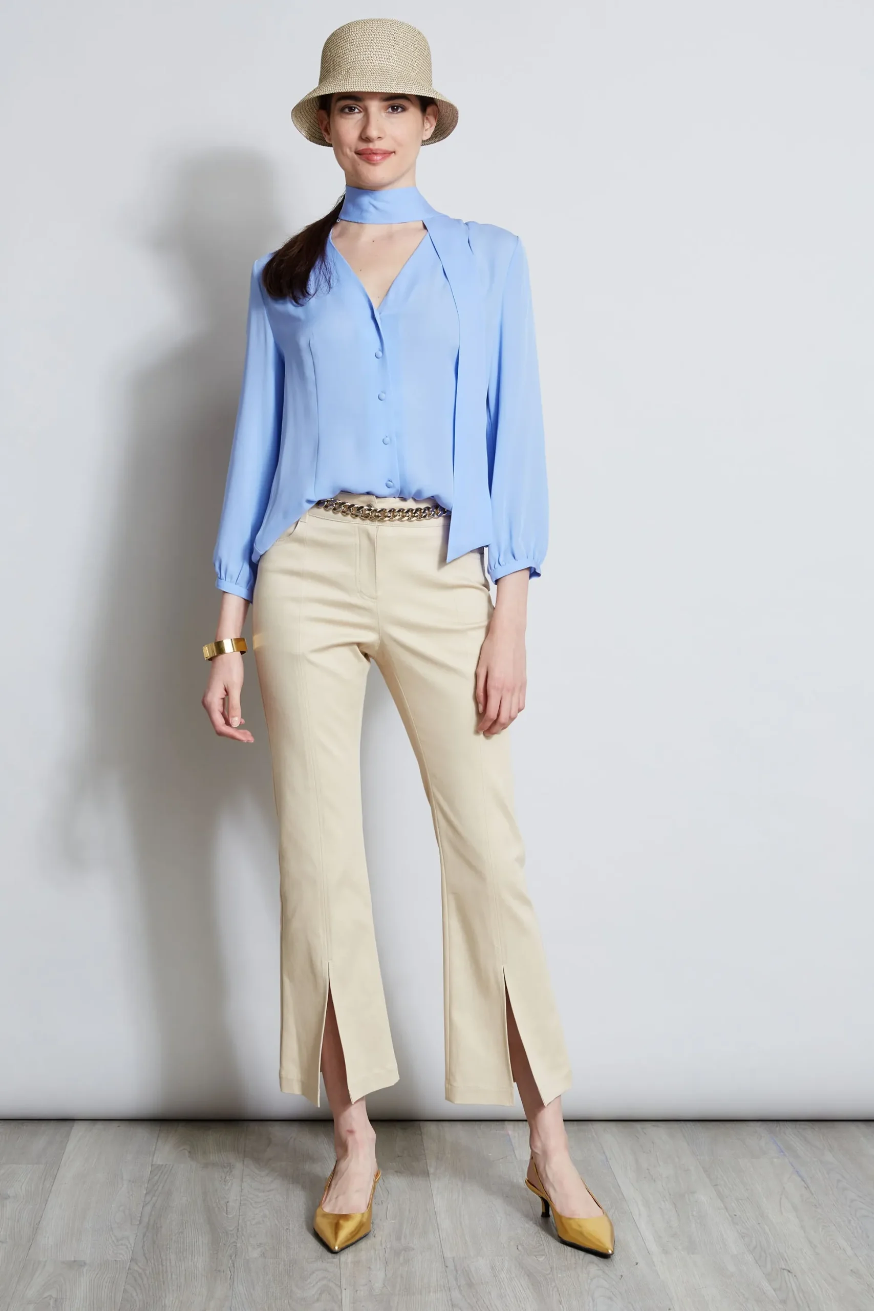 Elie Tahari Tops & Sweaters-Silk Tie Button Shirt HORIZONBLUE