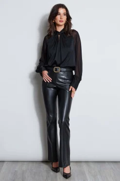 Elie Tahari Tops & Sweaters-Silk Twist Keyhole Shirt Noir