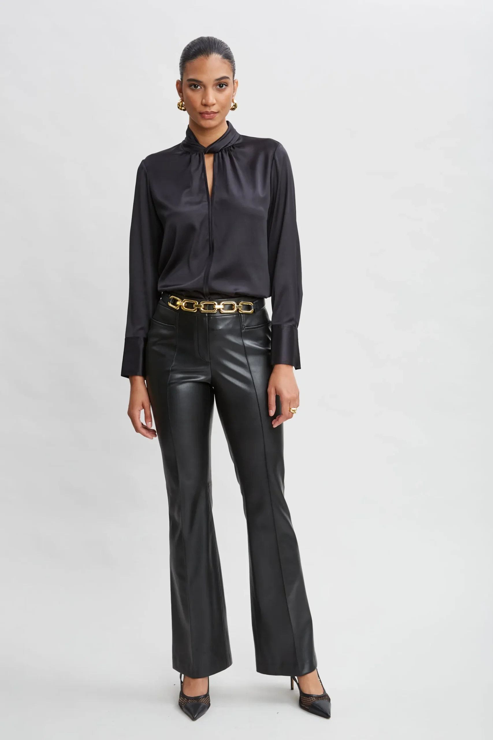 Elie Tahari Tops & Sweaters|Suiting-Silk Twist Neck Shirt BLACK