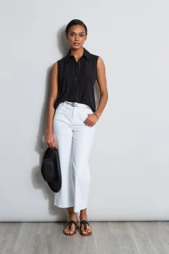 Elie Tahari Tops & Sweaters-Sleeveless Button-Down Shirt NOIR