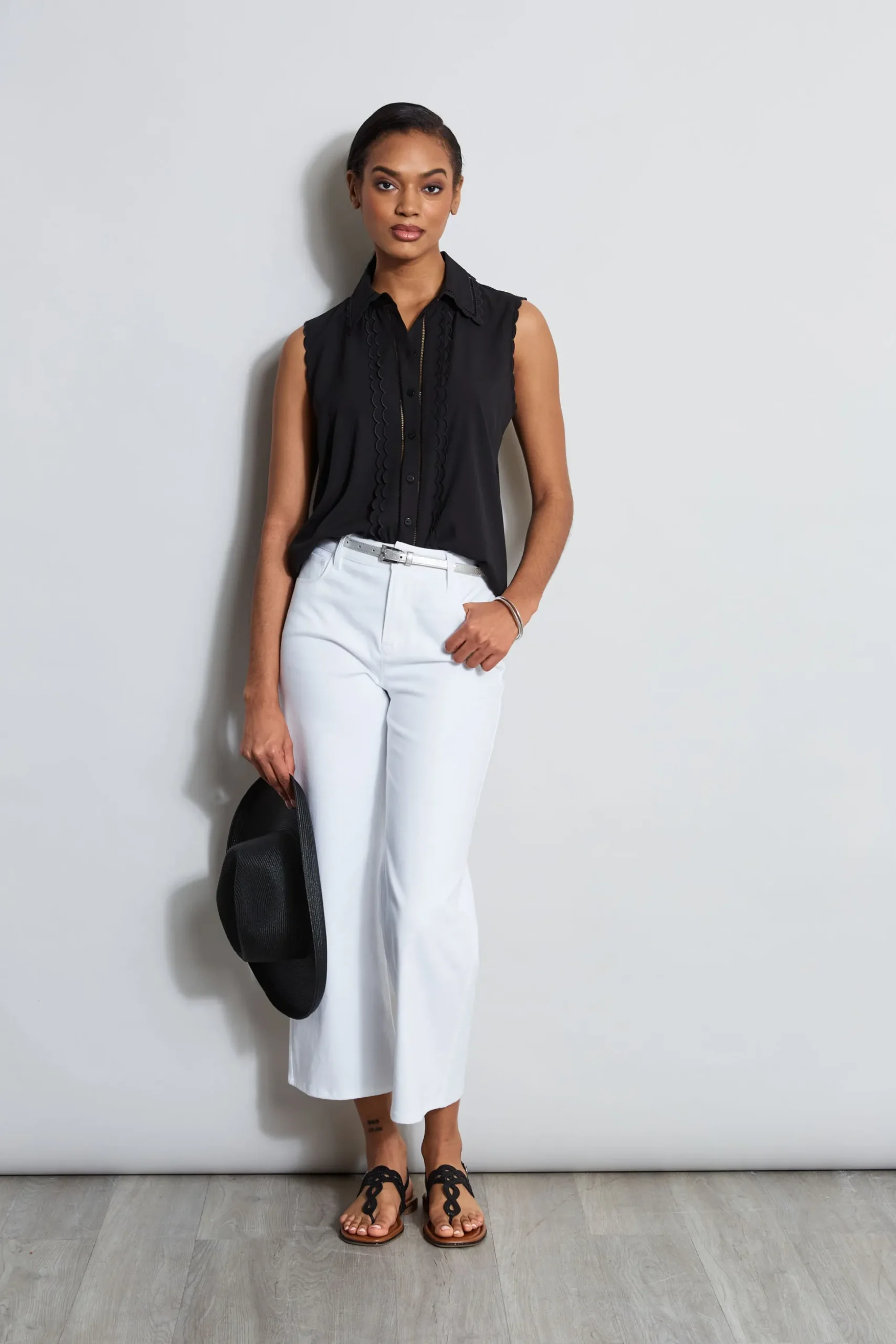 Elie Tahari Tops & Sweaters-Sleeveless Button-Down Shirt NOIR