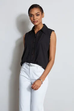 Elie Tahari Tops & Sweaters-Sleeveless Button-Down Shirt NOIR