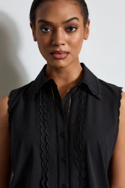 Elie Tahari Tops & Sweaters-Sleeveless Button-Down Shirt NOIR