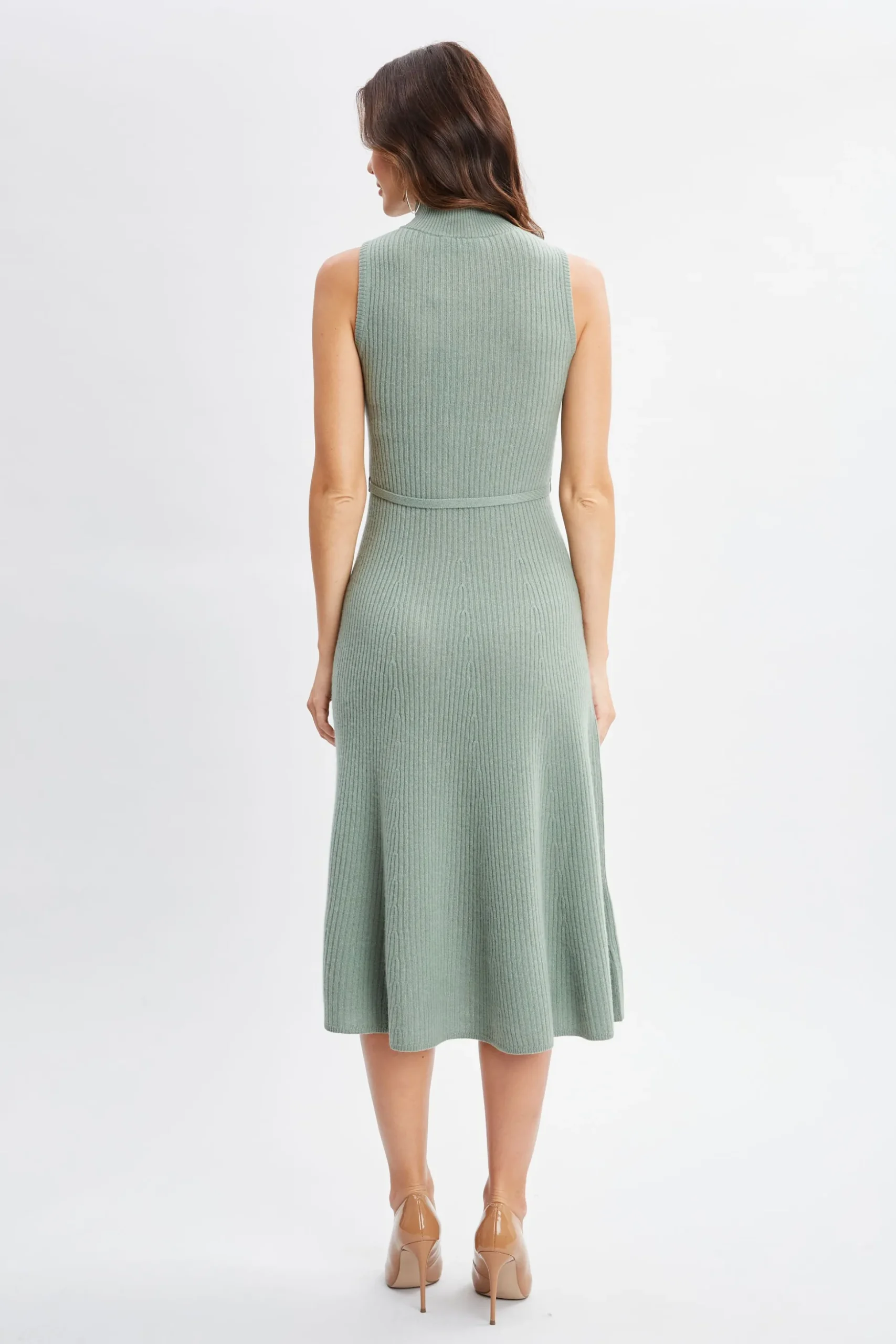 Elie Tahari Dresses & Jumpsuits|Sleeveless Dresses-Sleeveless Cashmere Belted Dress SILVERSPRUCE