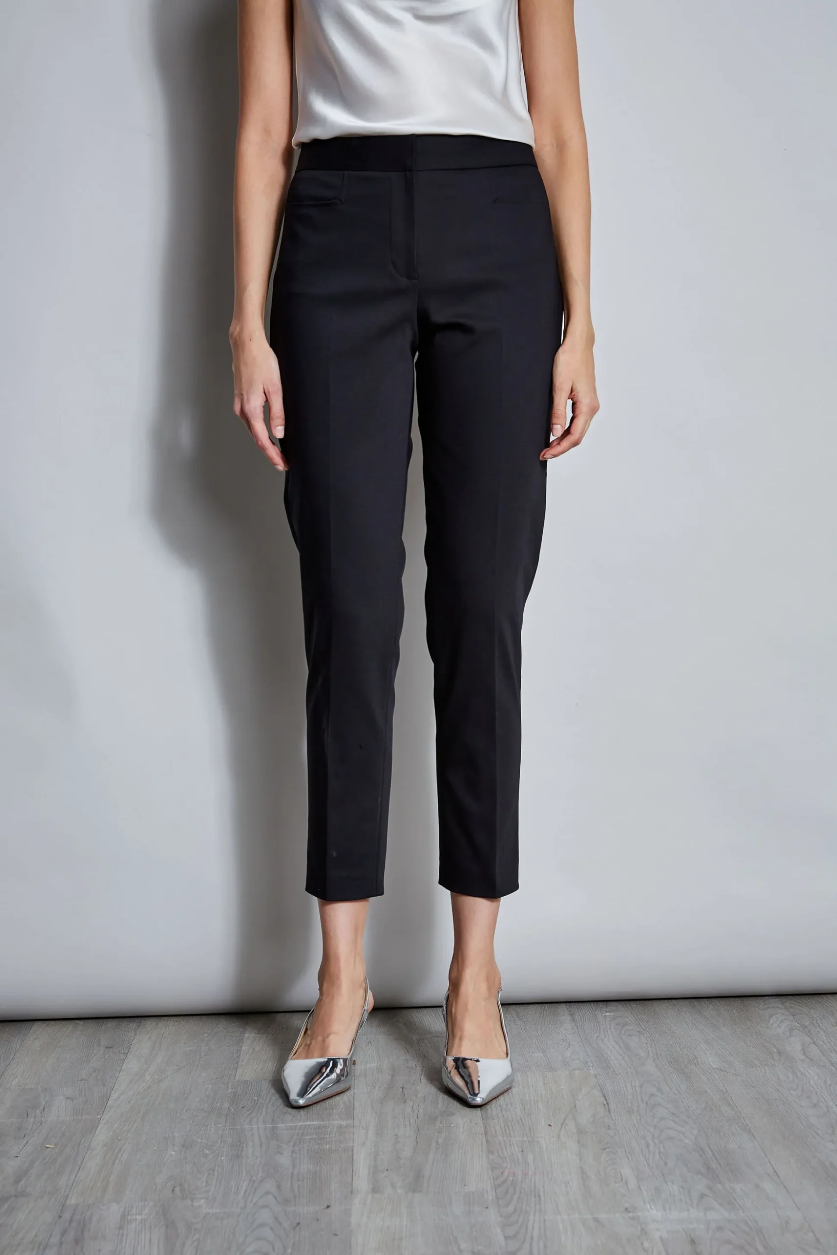 Elie Tahari Bottoms-Slim Cotton Pocket Pant BLACK