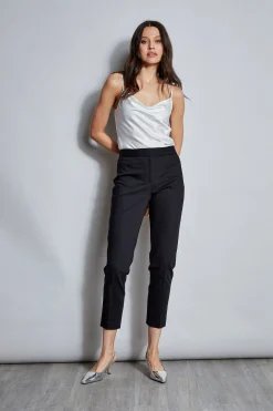 Elie Tahari Bottoms-Slim Cotton Pocket Pant BLACK