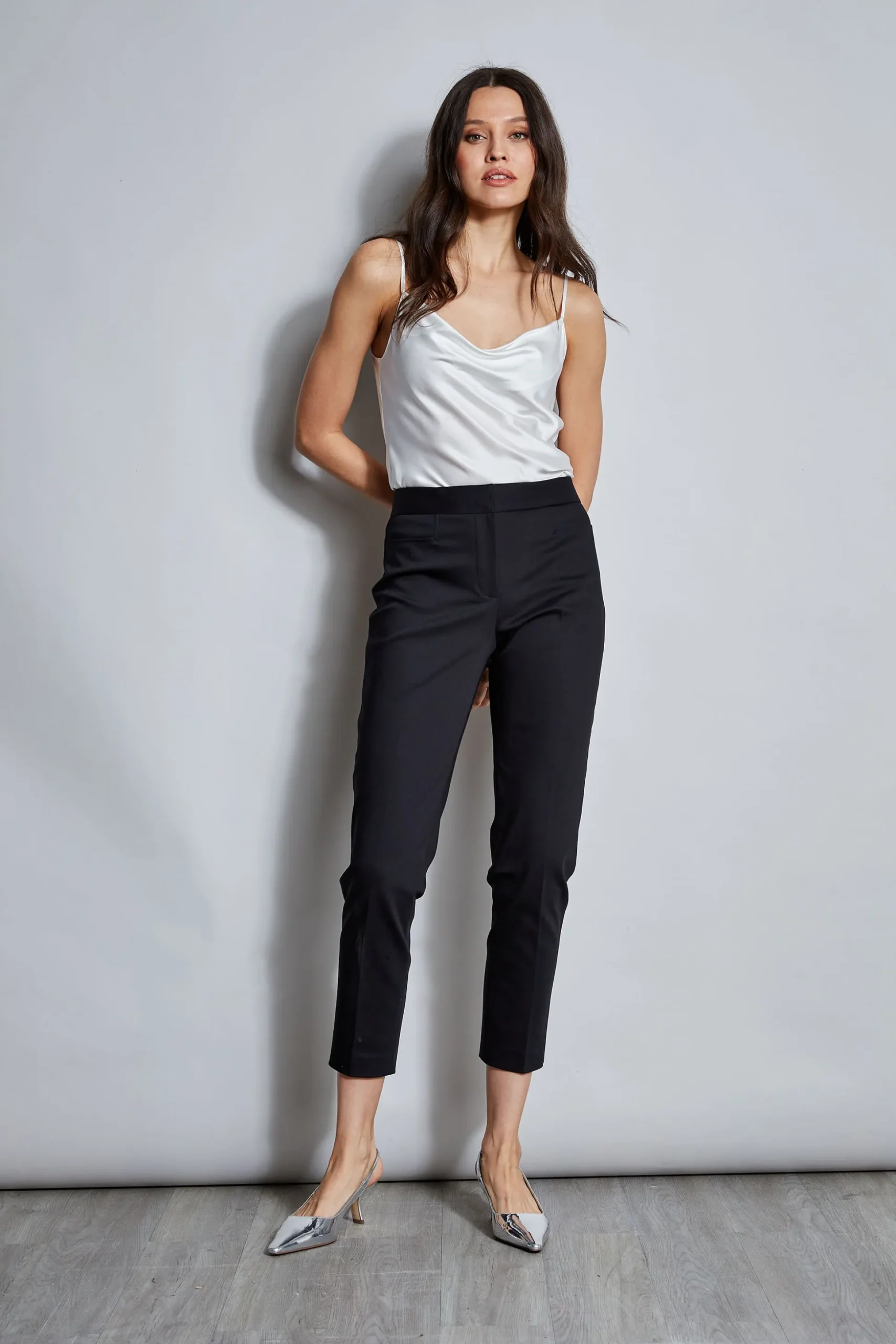Elie Tahari Bottoms-Slim Cotton Pocket Pant BLACK