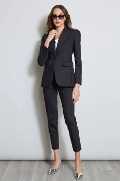 Elie Tahari Bottoms-Slim Cotton Pocket Pant BLACK