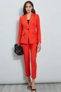 Elie Tahari Bottoms-Slim Fit Ankle Pant CAYENNE