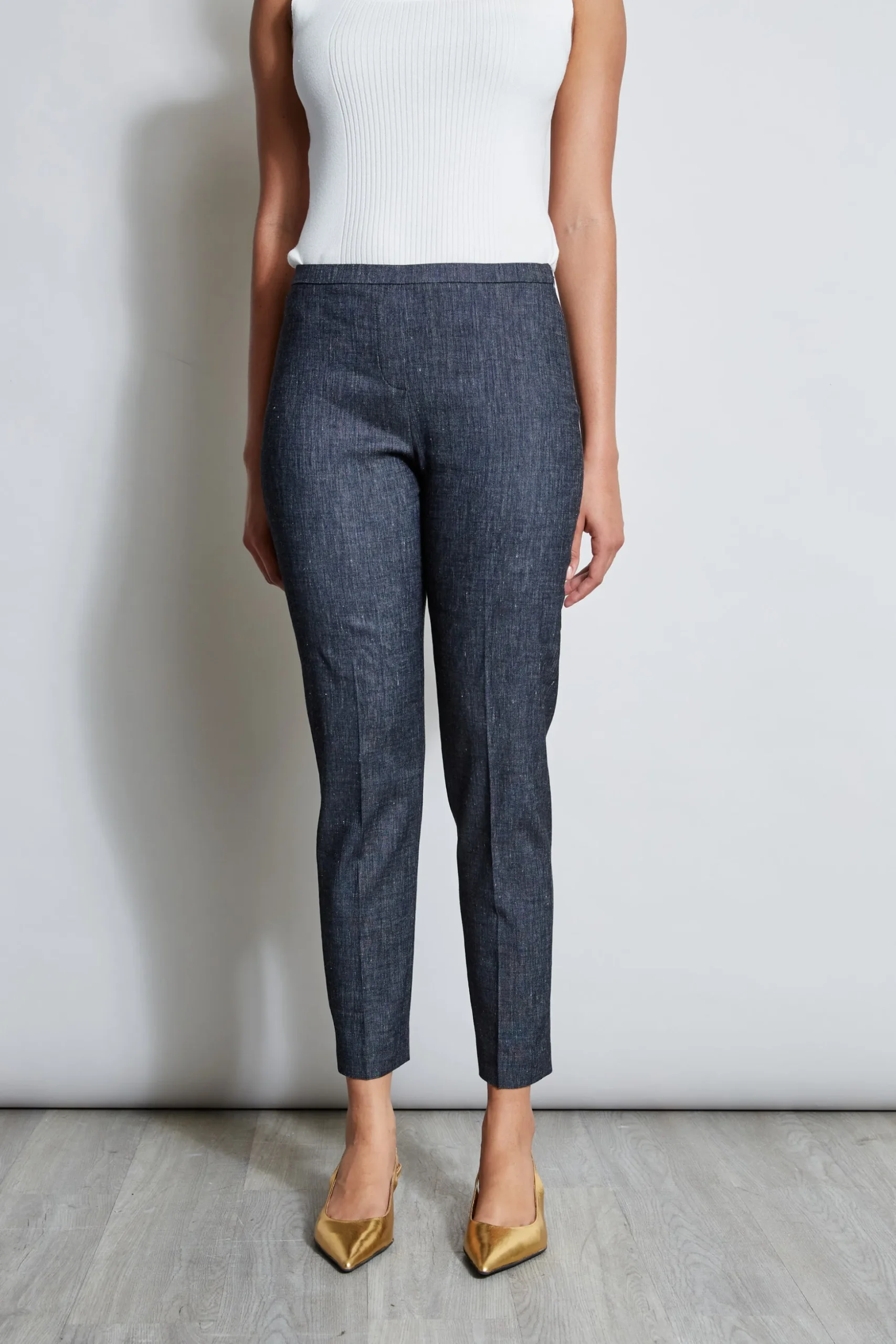 Elie Tahari Bottoms-Slim Linen Pant DENIM