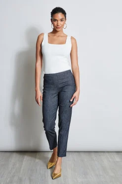 Elie Tahari Bottoms-Slim Linen Pant DENIM