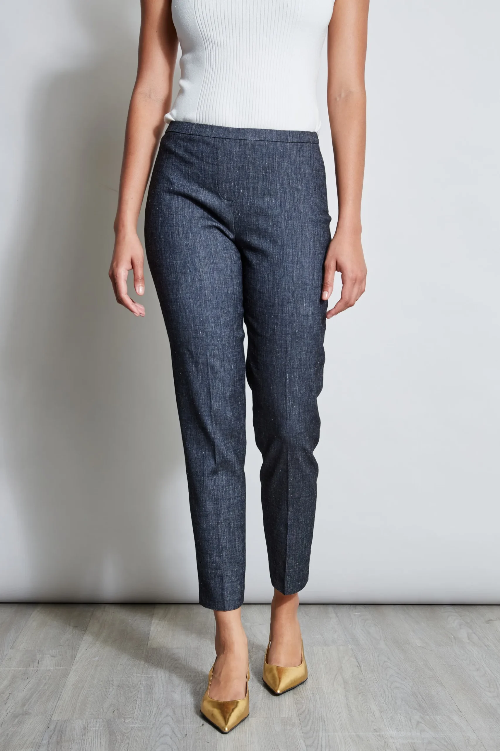 Elie Tahari Bottoms-Slim Linen Pant DENIM