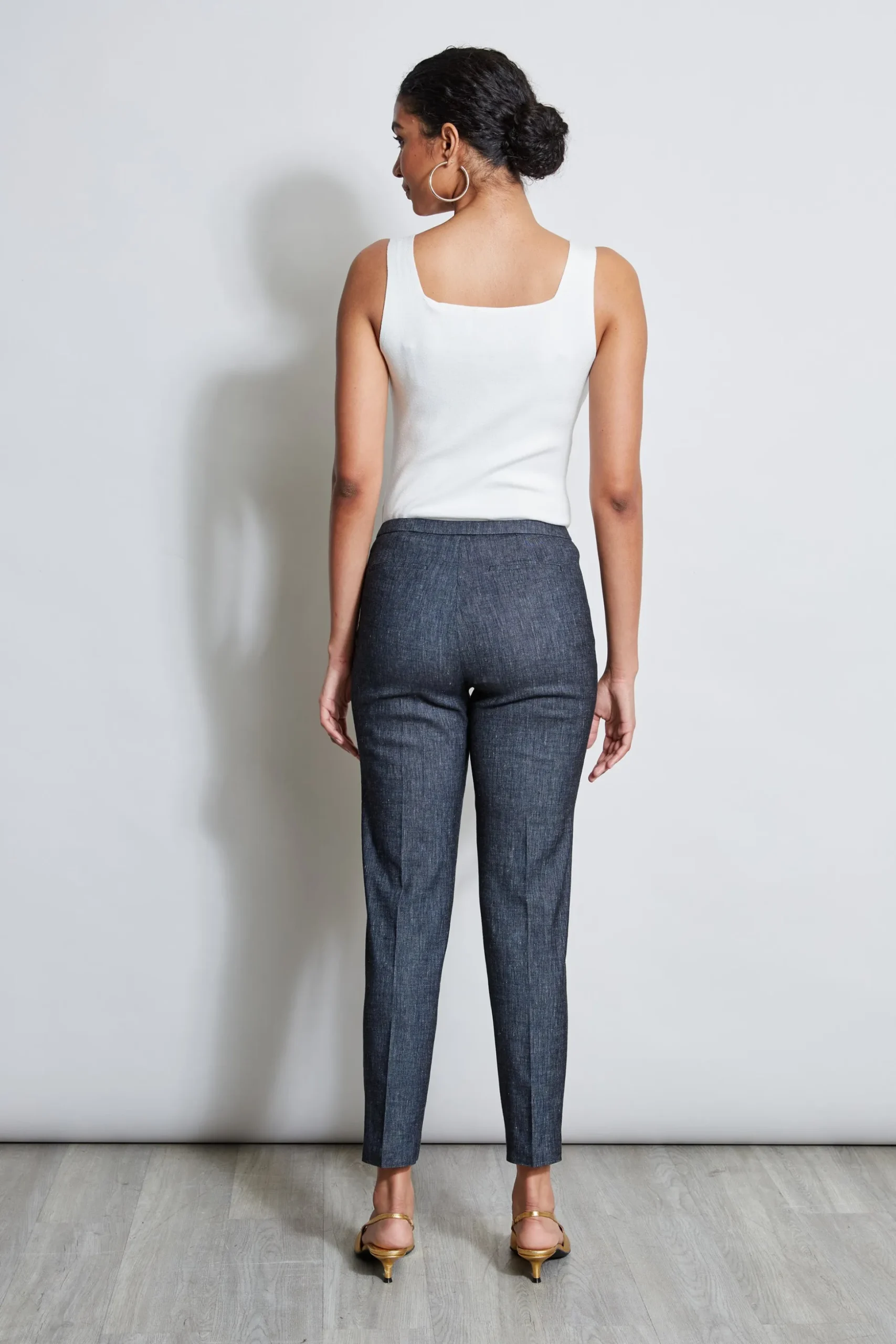 Elie Tahari Bottoms-Slim Linen Pant DENIM
