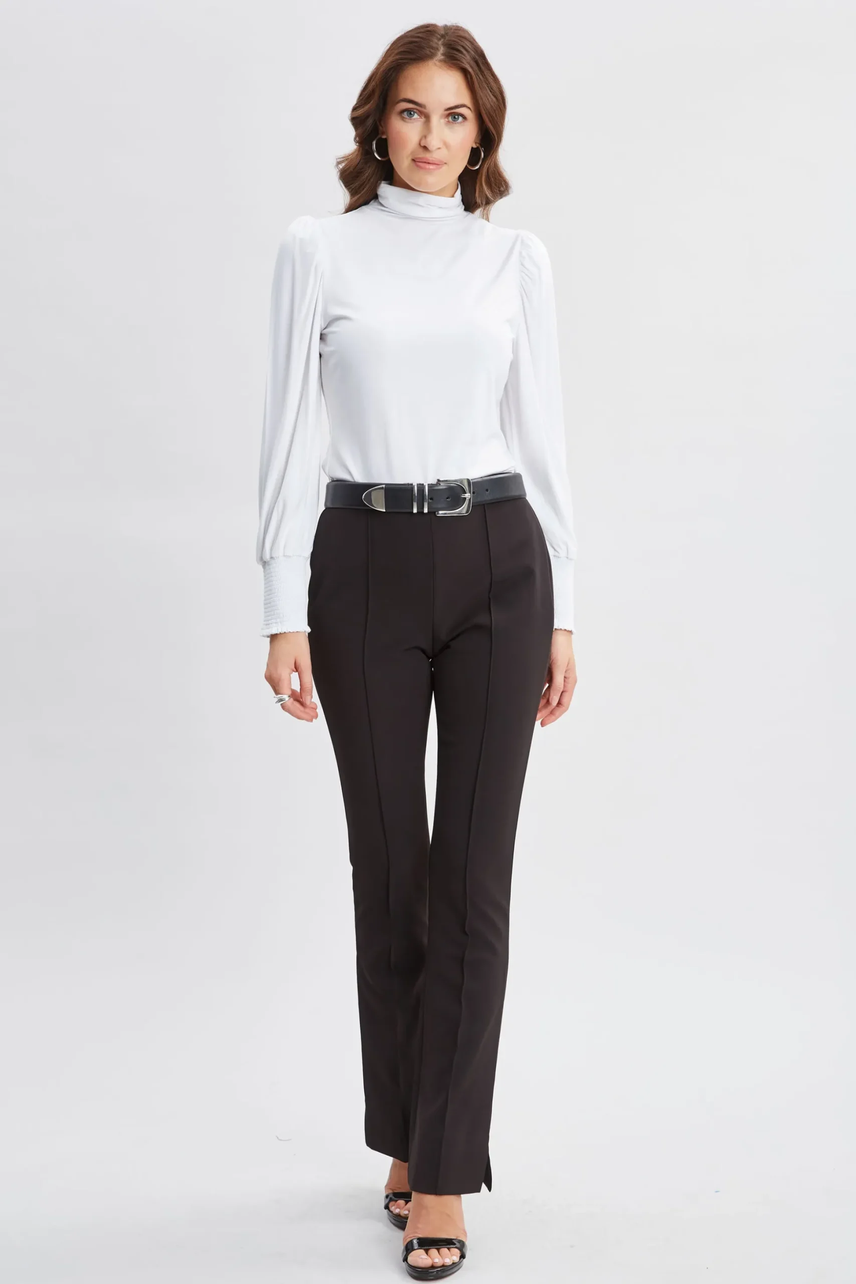 Elie Tahari Tops & Sweaters-Smocked Turtleneck Knit WHITE