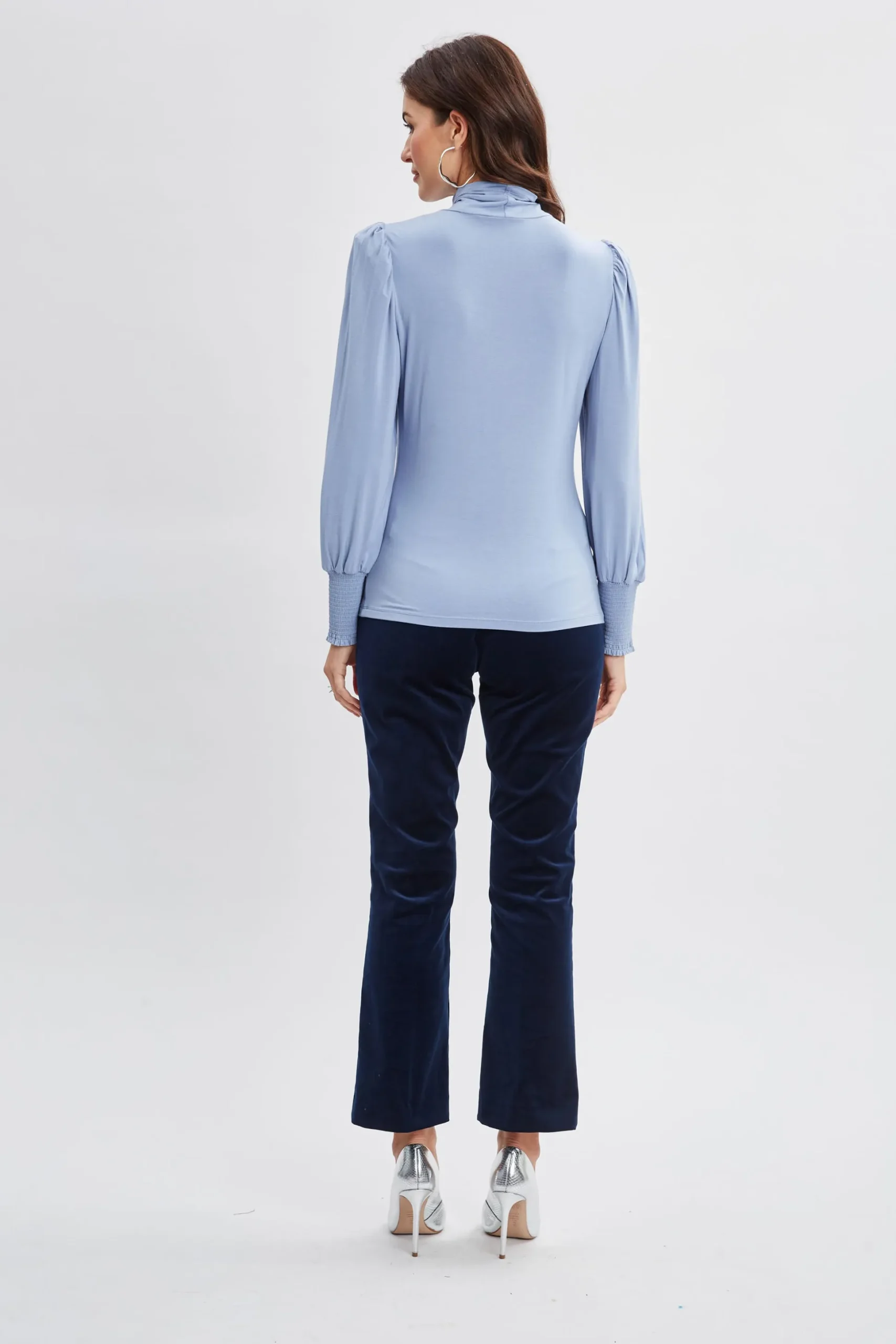 Elie Tahari Tops & Sweaters-Smocked Turtleneck Knit BLUEFROST