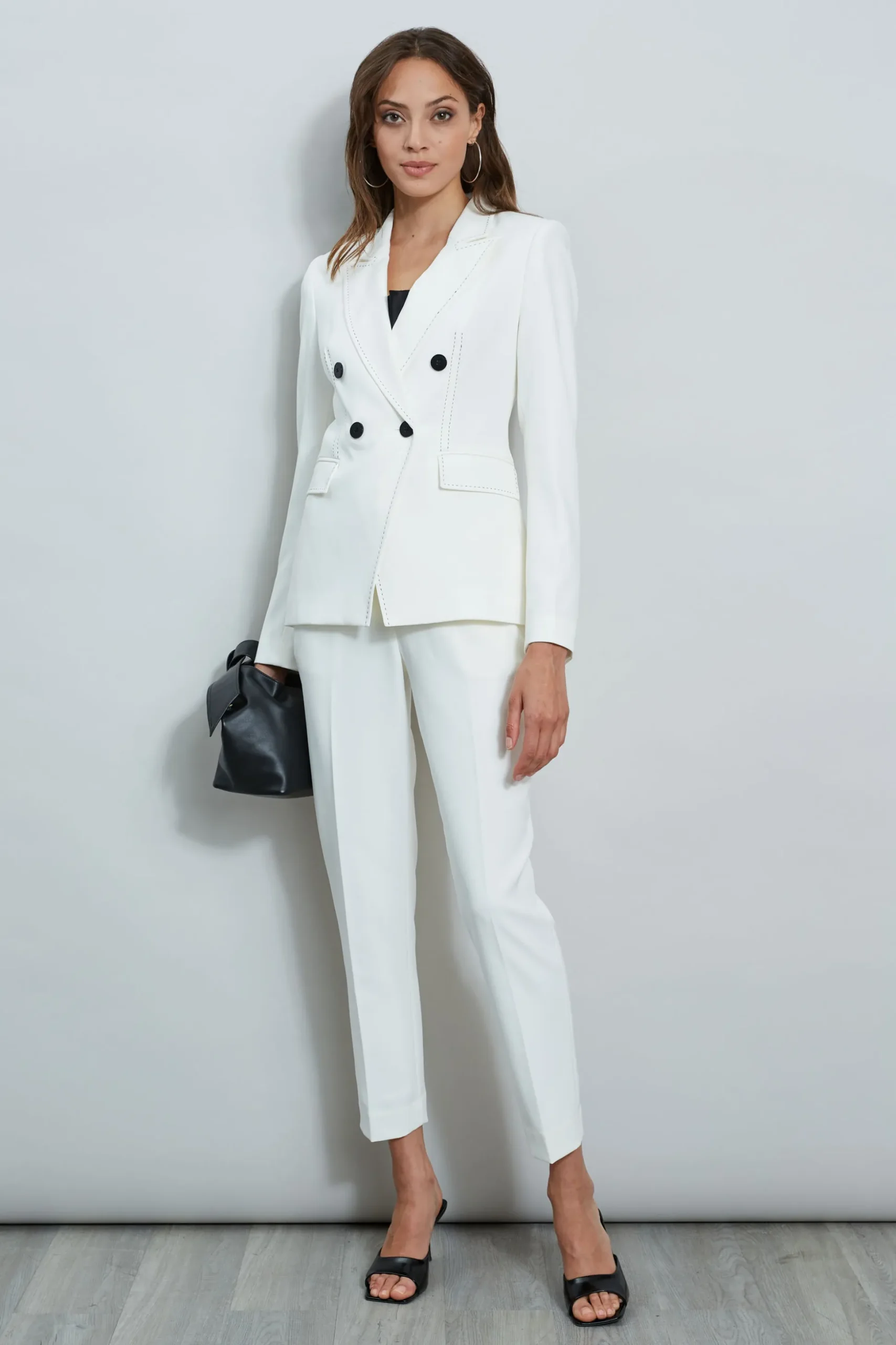 Elie Tahari Jackets & Blazers-Stitch Double Breasted Blazer SkyWhite
