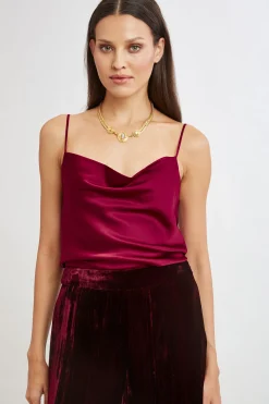 Elie Tahari Tops & Sweaters-Stretch Silk Satin Cami SANGRIA