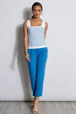 Elie Tahari Tops & Sweaters-Stripe Square Neck Sweater SKYWHITE/BLUEARCH