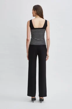 Elie Tahari Tops & Sweaters-Stripe Square Neck Sweater Noir/SkyWhite
