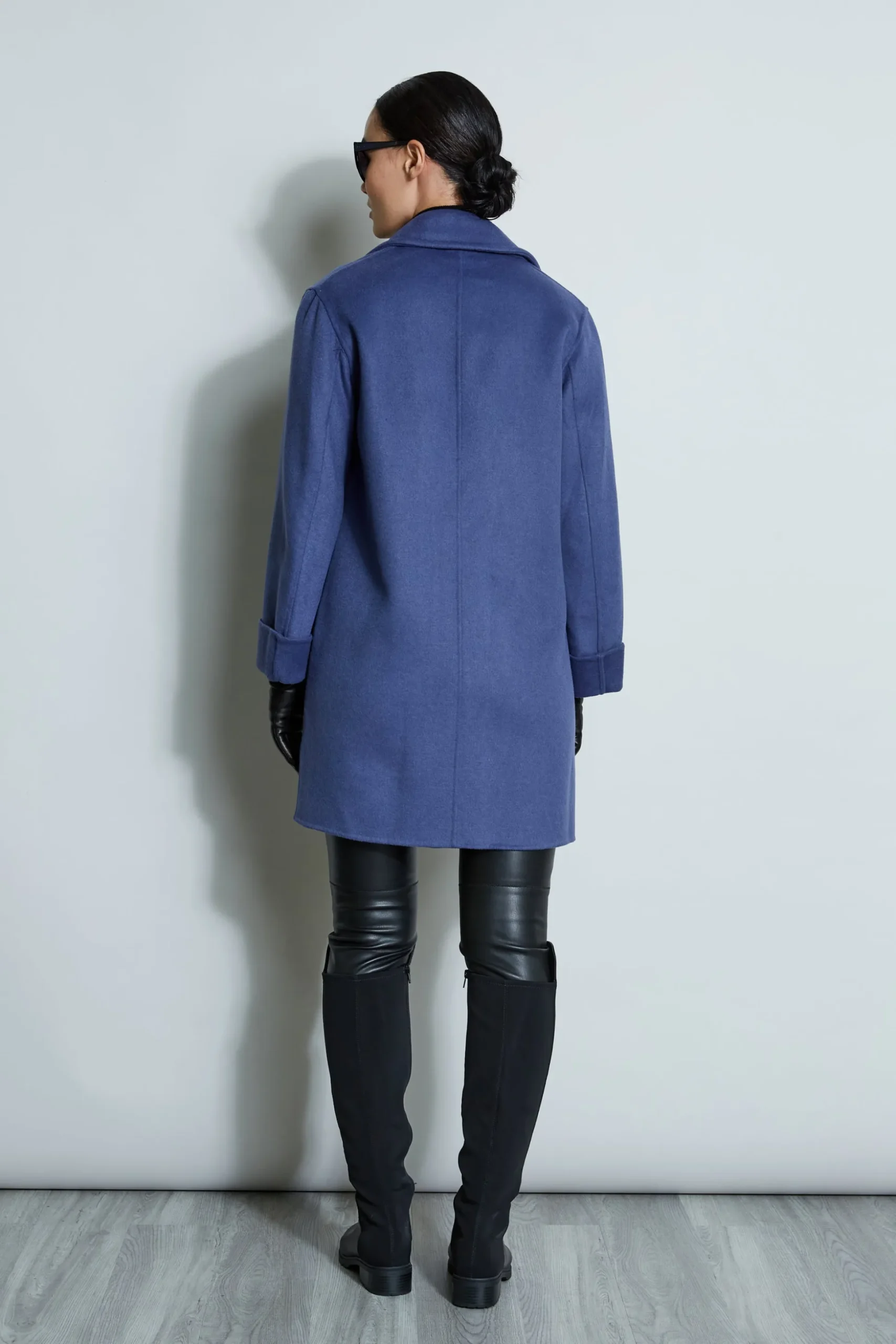 Elie Tahari Coats-Tahari Double Face Wool Blend Two Button Coat BLUEVELVET
