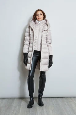 Elie Tahari Coats-Tahari Double Layer Long Puffer Coat PALEOAK
