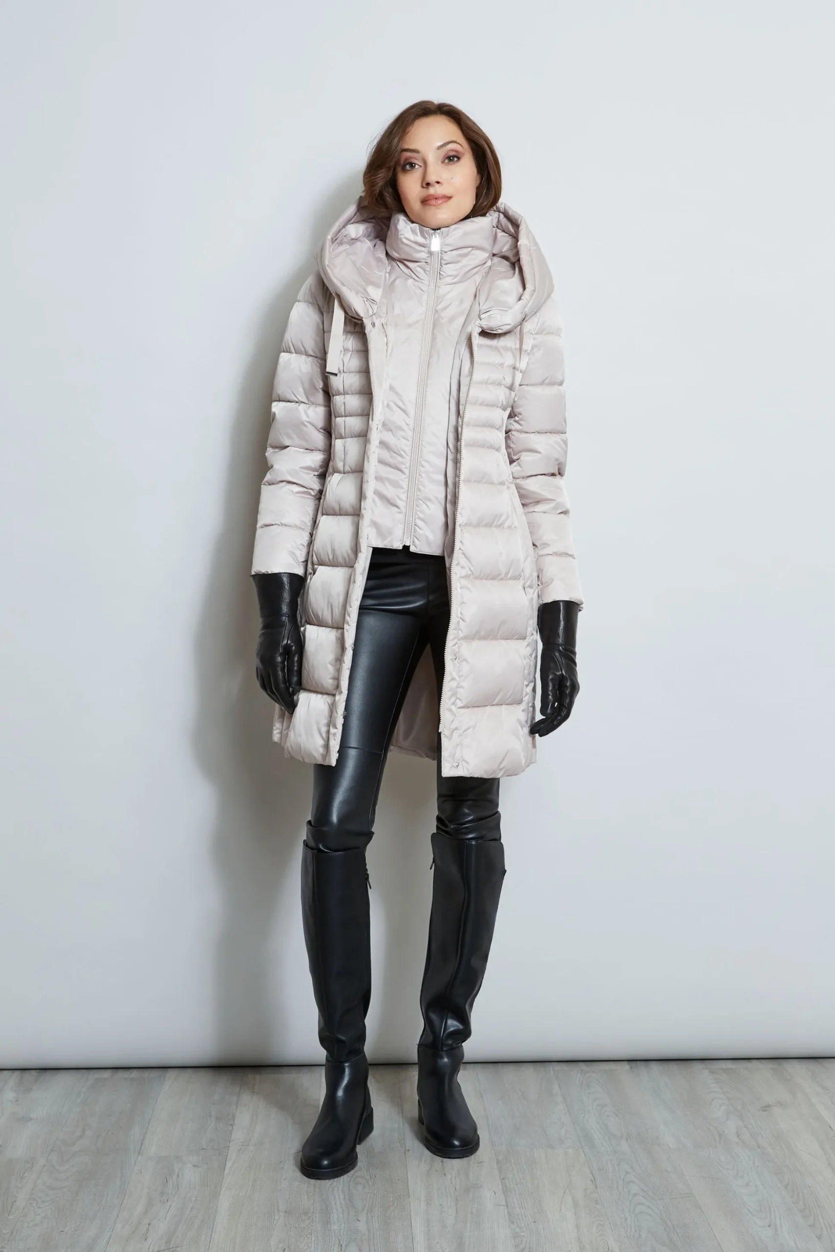 Elie Tahari Coats-Tahari Double Layer Long Puffer Coat PALEOAK