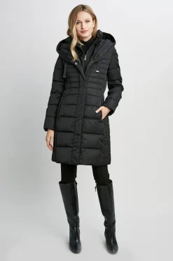 Elie Tahari Coats-Tahari Double Layer Long Puffer Coat BLACK