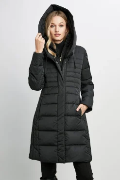Elie Tahari Coats-Tahari Double Layer Long Puffer Coat BLACK