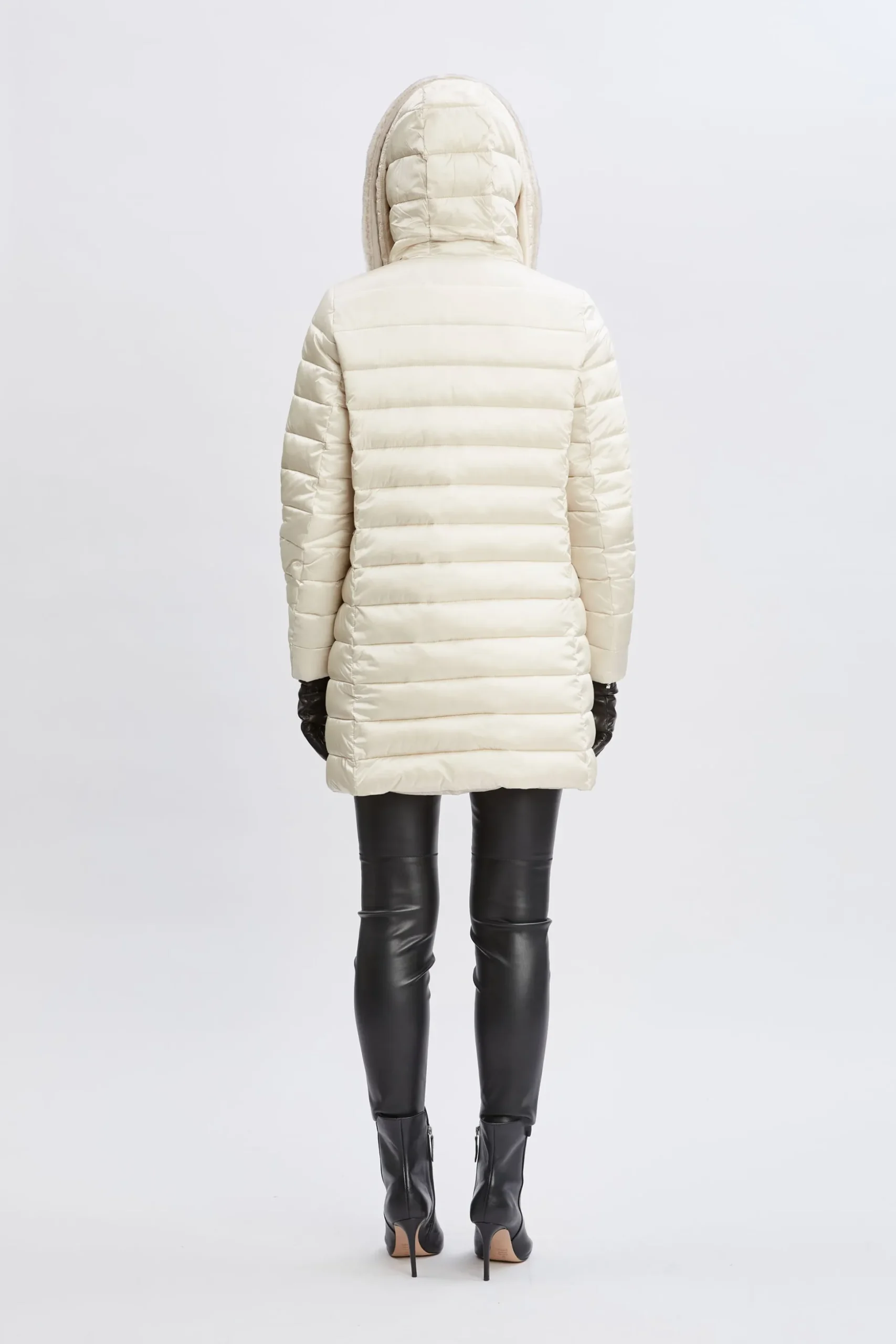 Elie Tahari Coats-Tahari Faux Fur Collar Puffer Coat FROST
