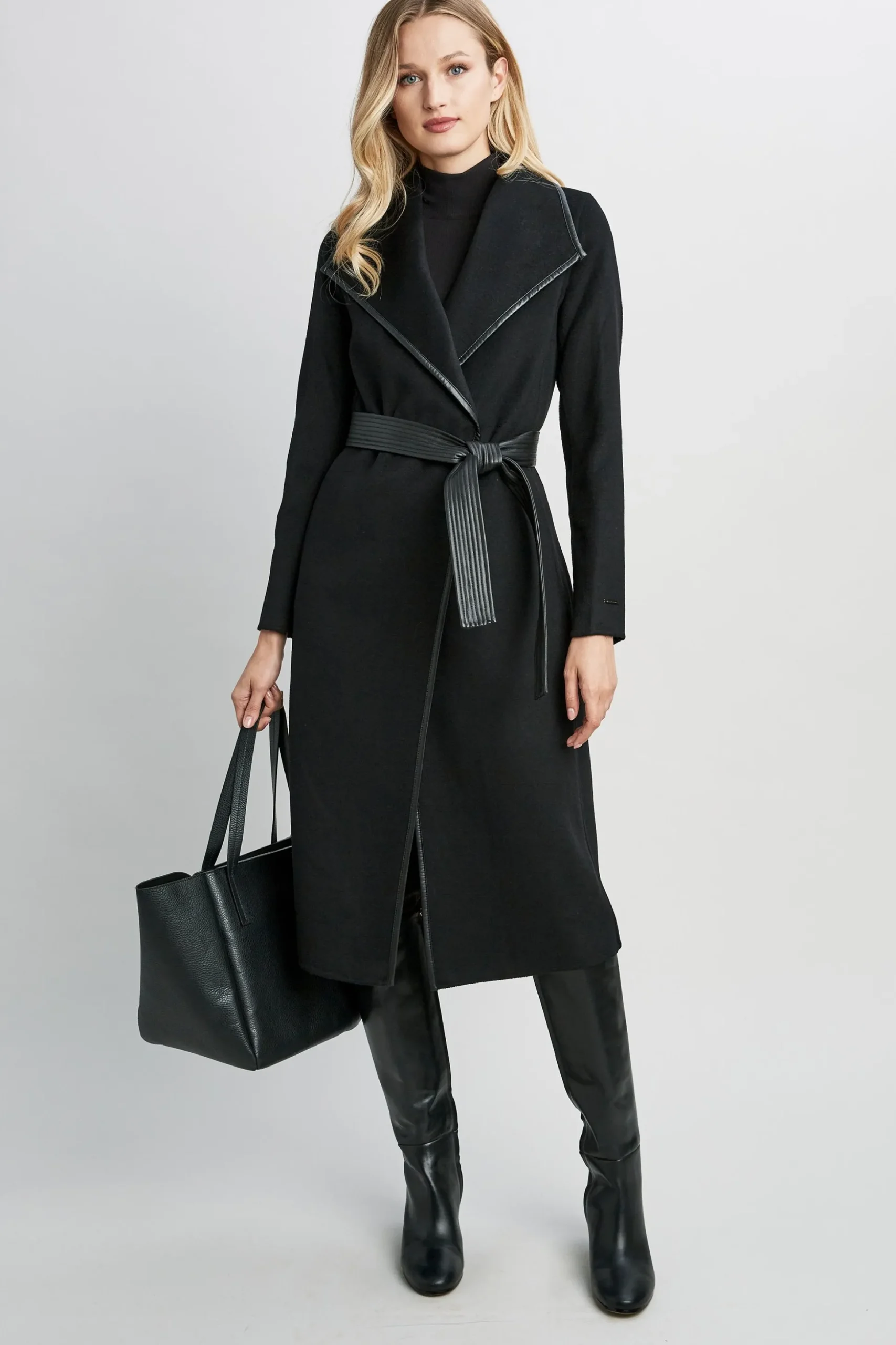 Elie Tahari Coats-Tahari Juliette Double Face Wool Coat Black