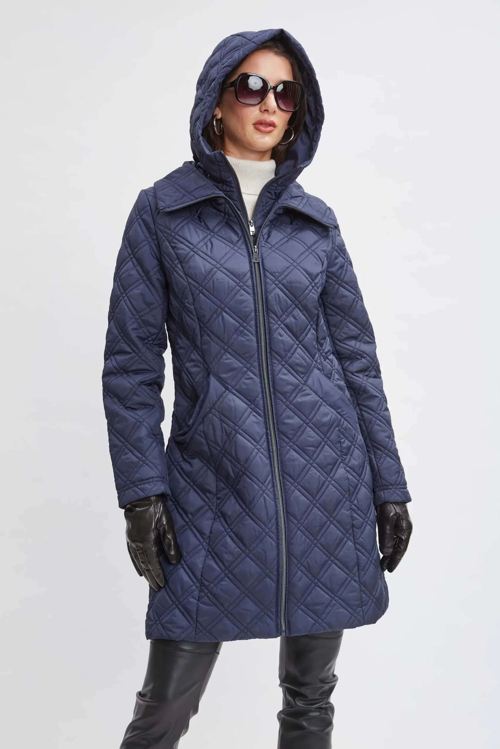 Elie Tahari Coats-Tahari Quilted Puffer Coat Navy