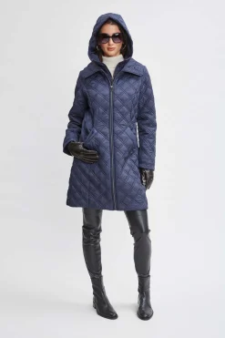 Elie Tahari Coats-Tahari Quilted Puffer Coat Navy