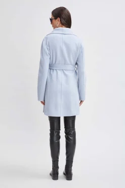 Elie Tahari Coats-Tahari Wool Blend Double Face Wrap Coat POWDERBLUE