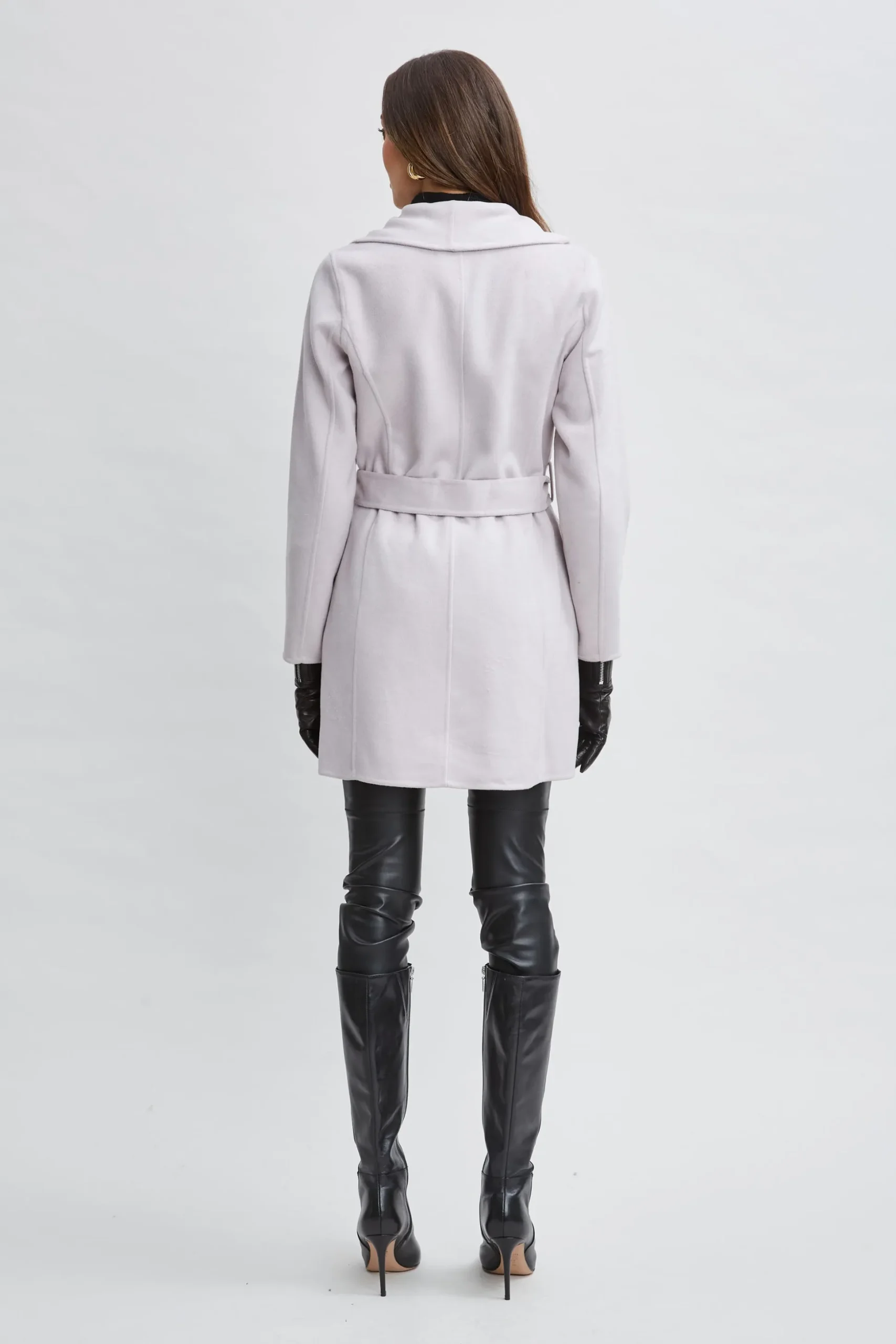 Elie Tahari Coats-Tahari Wool Blend Wrap Coat PLATINUM