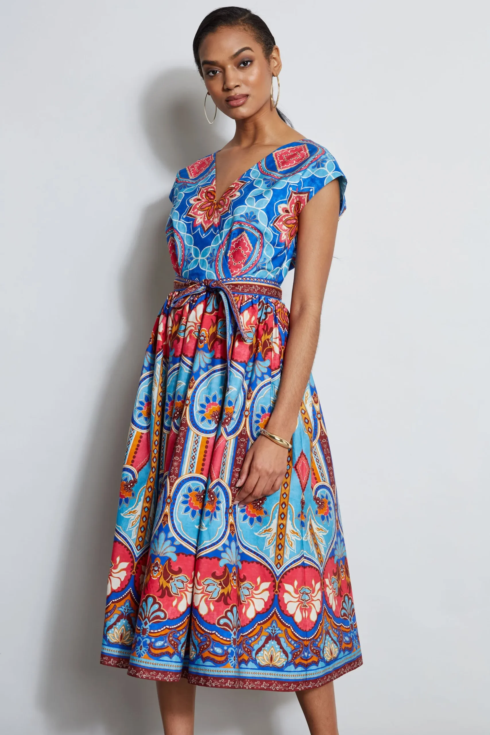 Elie Tahari Dresses & Jumpsuits|Midi Dresses-Tapestry Floral Cotton Midi Dress TAPESTRYFLORALPRINT