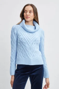 Elie Tahari Tops & Sweaters-Texture Turtleneck Wool Sweater BLUEDUSK
