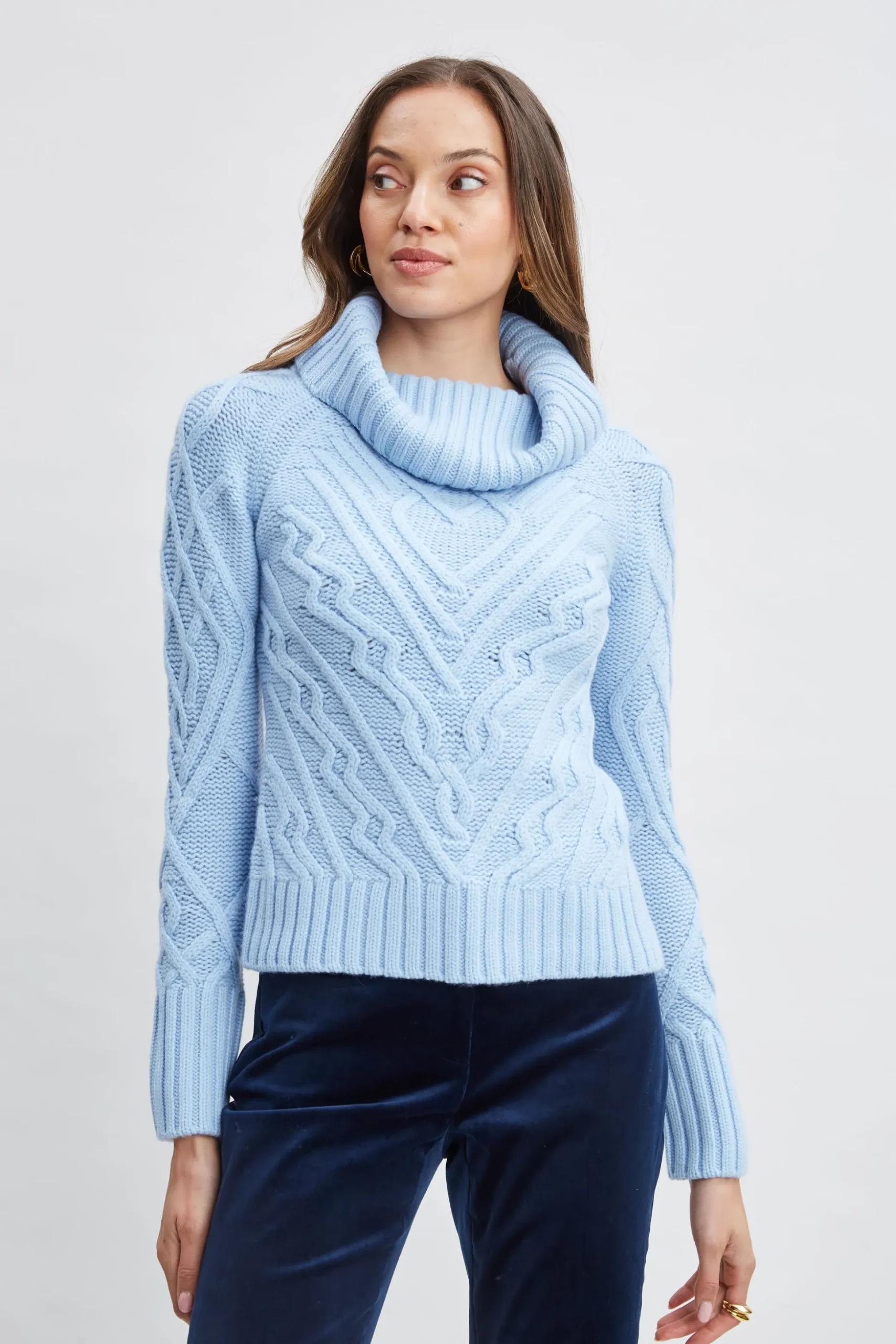 Elie Tahari Tops & Sweaters-Texture Turtleneck Wool Sweater BLUEDUSK