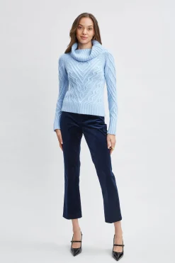 Elie Tahari Tops & Sweaters-Texture Turtleneck Wool Sweater BLUEDUSK