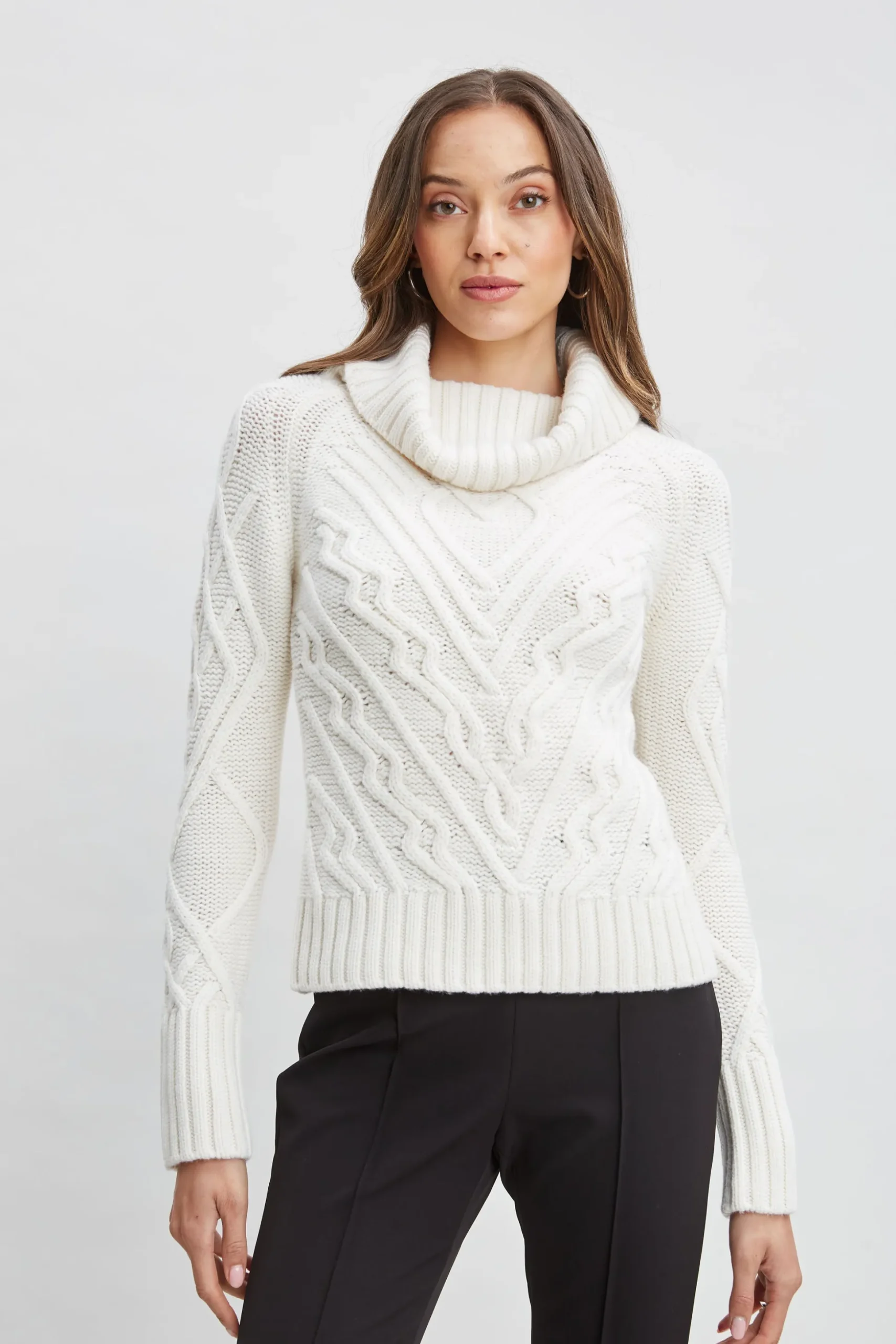 Elie Tahari Tops & Sweaters-Texture Turtleneck Wool Sweater SNOW