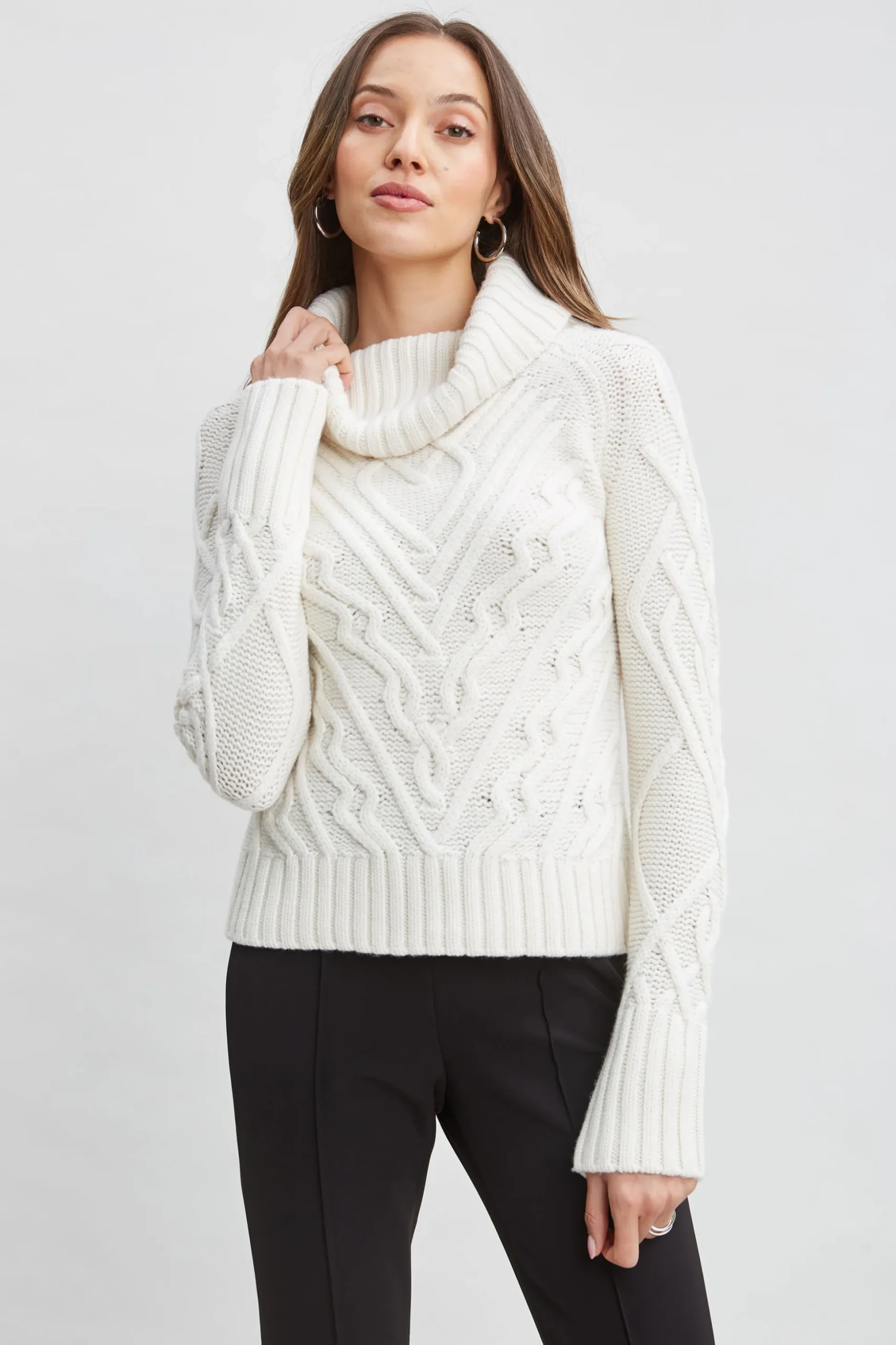 Elie Tahari Tops & Sweaters-Texture Turtleneck Wool Sweater SNOW