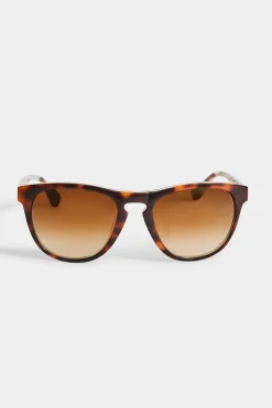 Elie Tahari Fragrance|Gloves-Tortoise Rounded Sunglasses TOIRTOISEGREEN