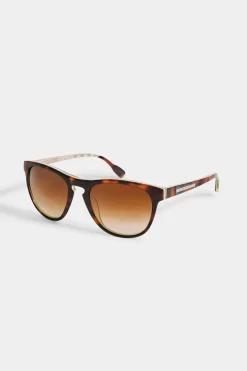 Elie Tahari Fragrance|Gloves-Tortoise Rounded Sunglasses TOIRTOISEGREEN