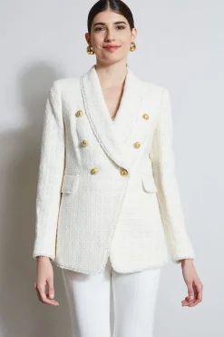 Elie Tahari Jackets & Blazers-Tweed Double Breasted Blazer FOAM