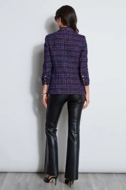 Elie Tahari Jackets & Blazers|Suiting-Tweed Ruched Sleeve Double Breasted Blazer MULTI