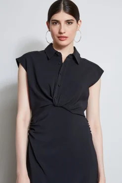 Elie Tahari Dresses & Jumpsuits-Twist Button Dress BLACK