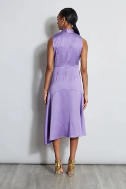Elie Tahari Dresses & Jumpsuits|Sleeveless Dresses-Twist Neck Satin Dress GRAPE