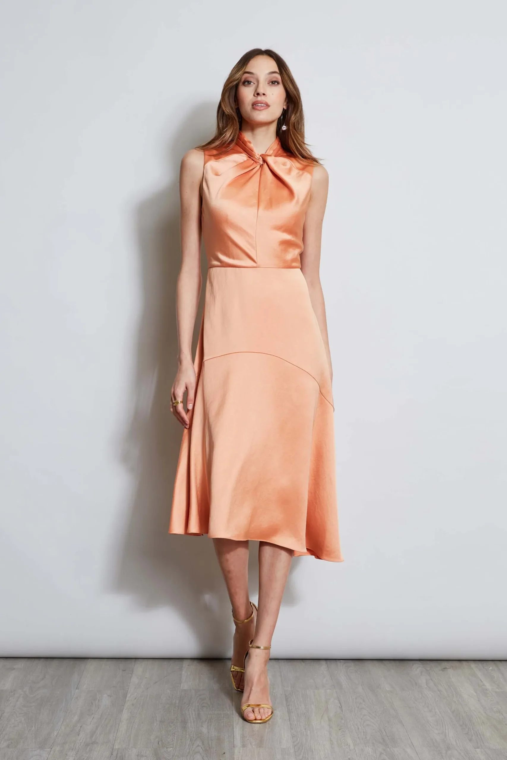 Elie Tahari Dresses & Jumpsuits|Sleeveless Dresses-Twist Neck Satin Dress GINGER