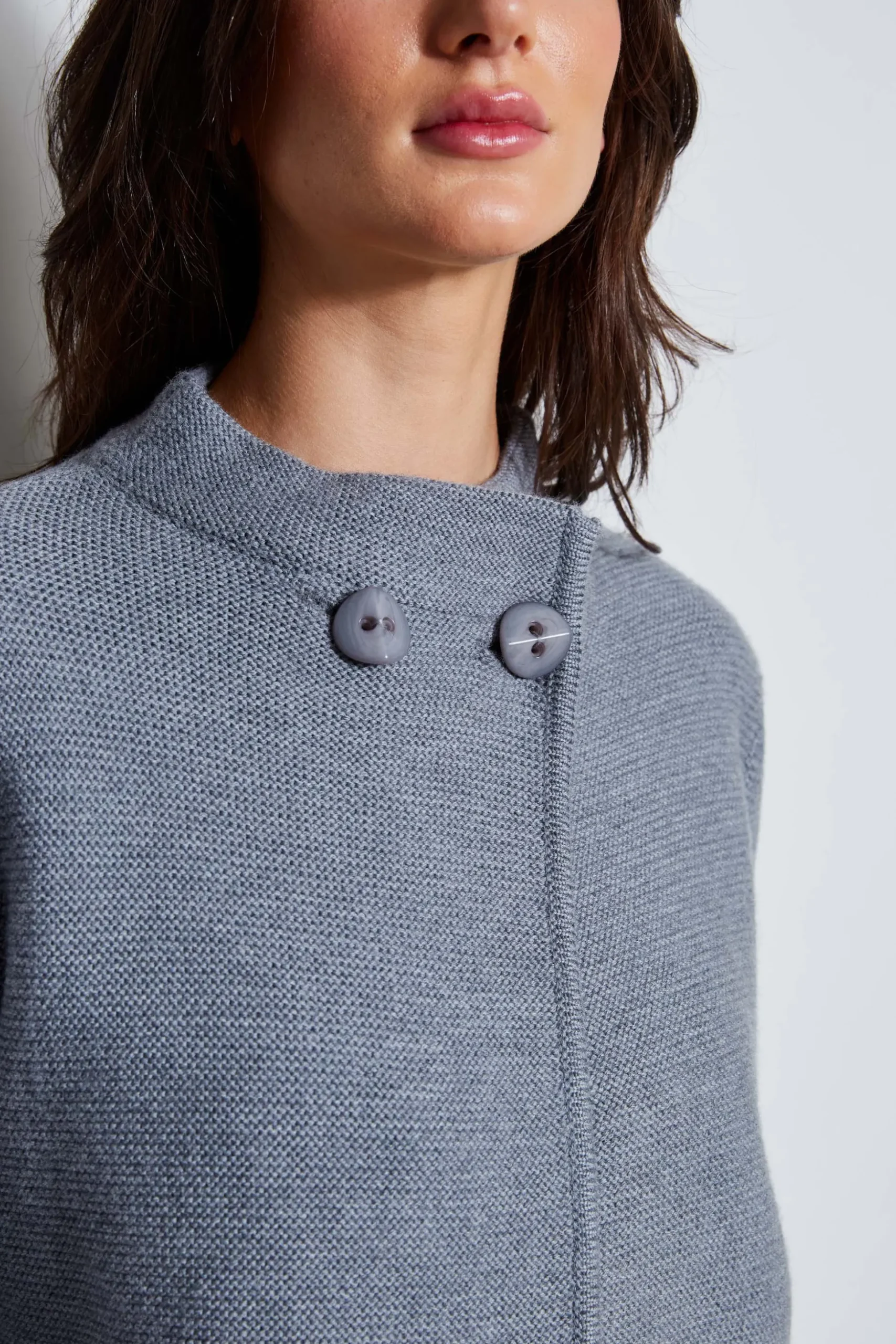 Elie Tahari Tops & Sweaters|Suiting-Two Button Wool Sweater GREYMELANGE