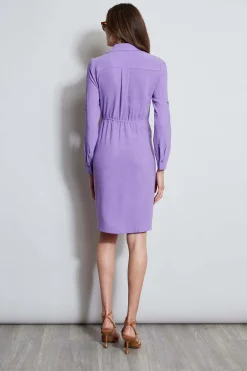Elie Tahari Dresses & Jumpsuits-Utility Tie Shirt Dress GRAPE