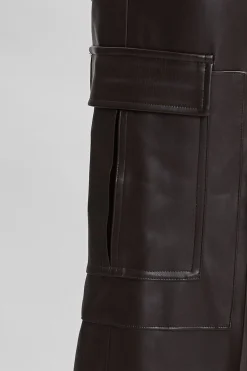 Elie Tahari Bottoms-Vegan Leather Cargo Pant WOOD